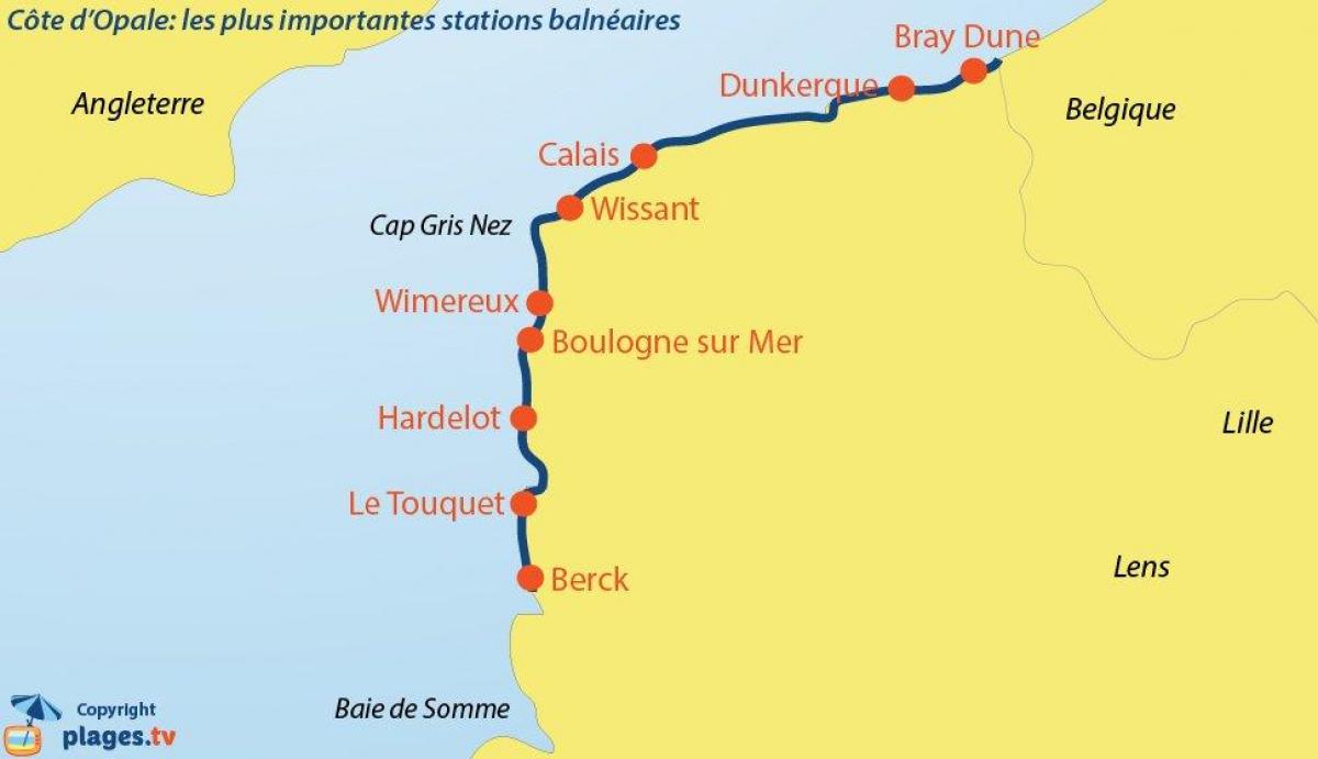 Map of Belgium beaches