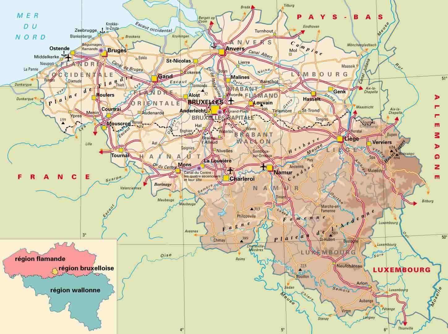 Ardennes Belgium map - Map of ardennes Belgium (Western ...