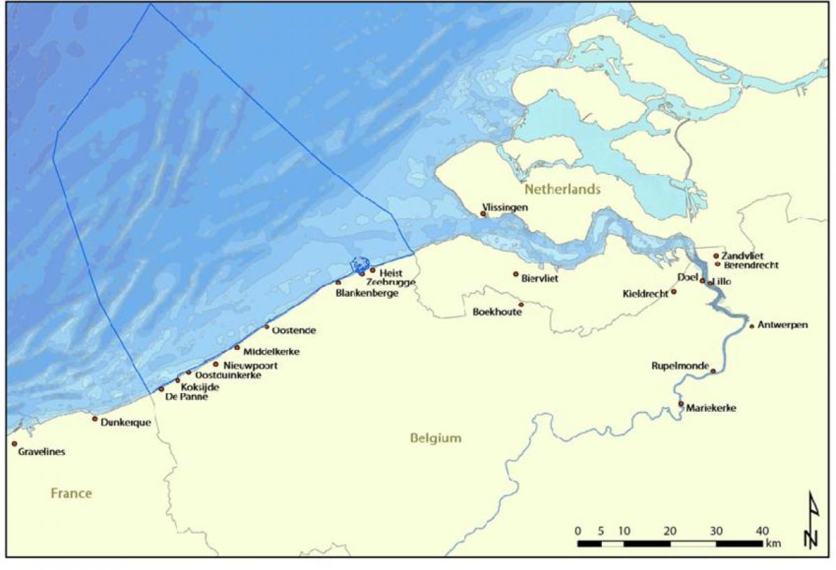Map of Belgium coast