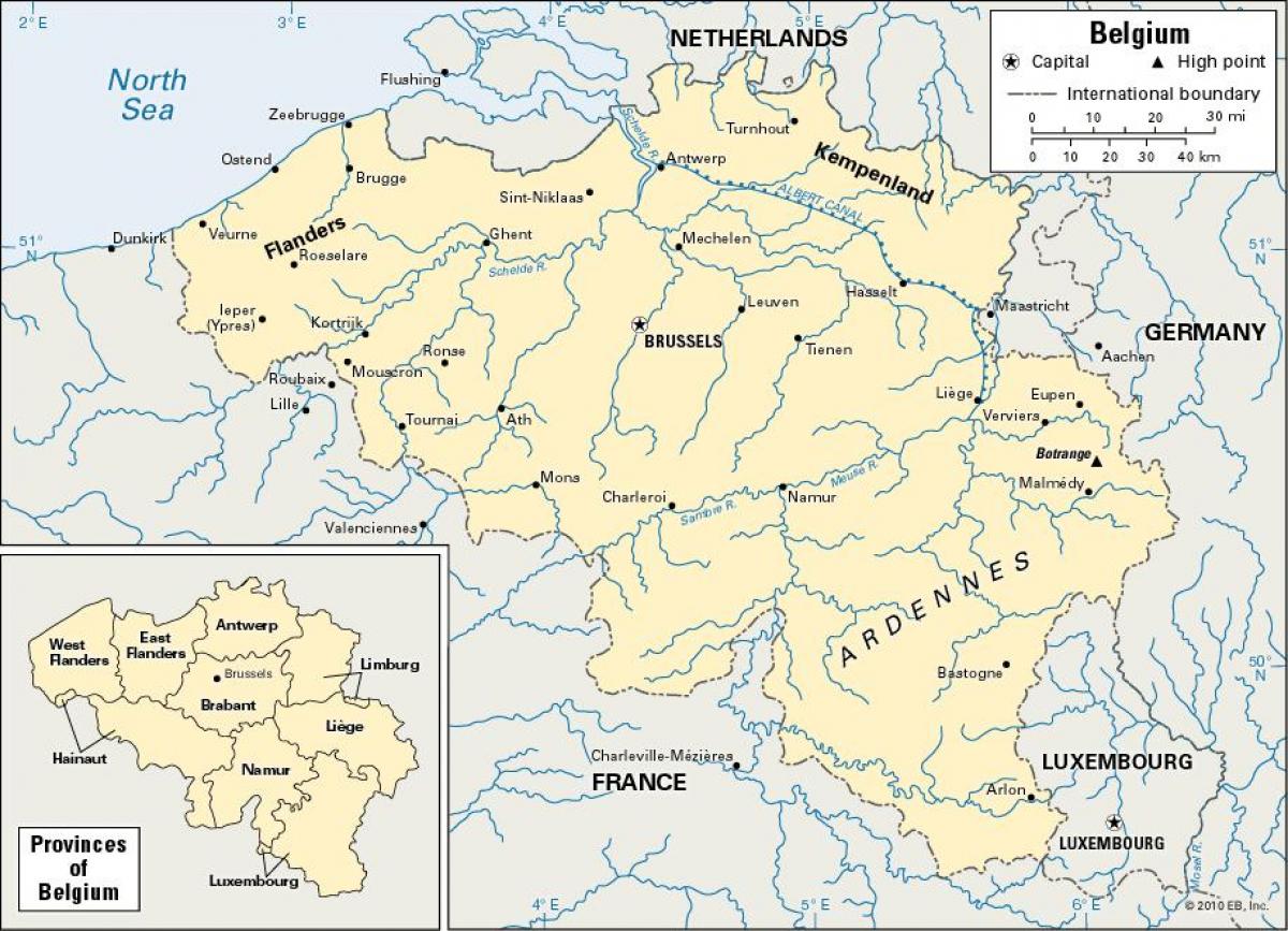 map of Belgium and surrounding countries