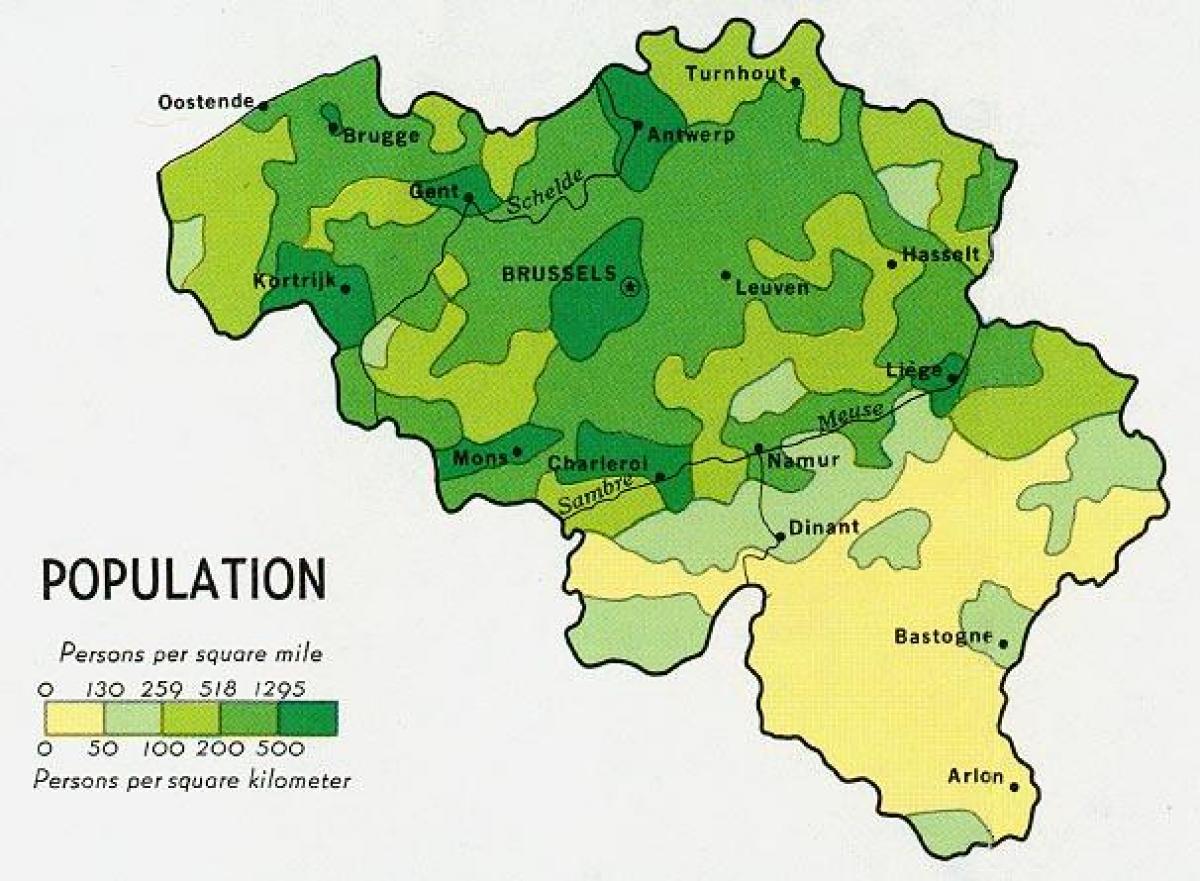 Map of Belgium population